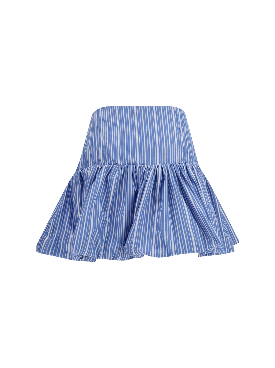 Skirt Mini Balloon Striped Nouvean Navy Cotton