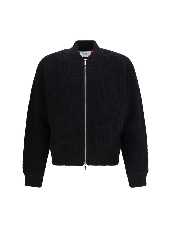 Thom Browne 100% Wool Ovis Aries bomber jacket in black