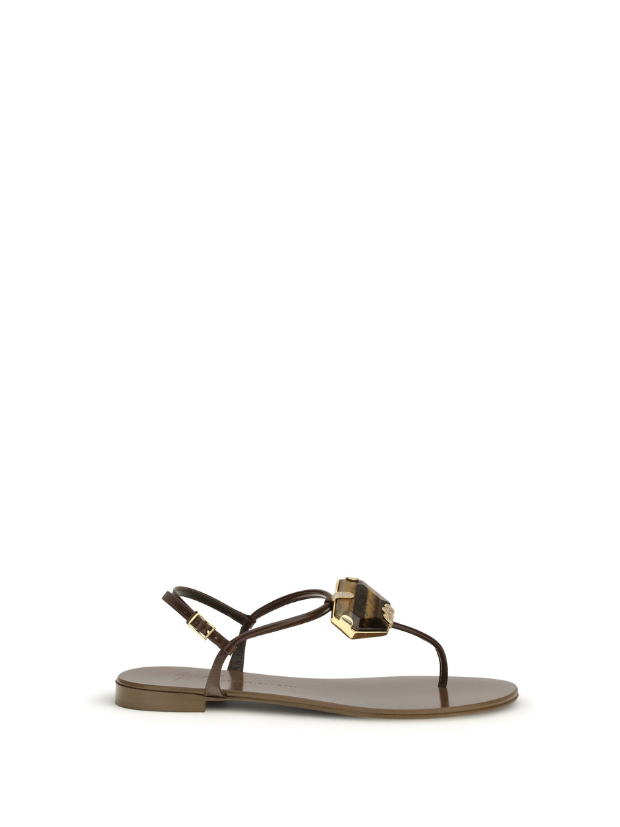Giuseppe Zanotti Stainless steel stone detail sandals in brown