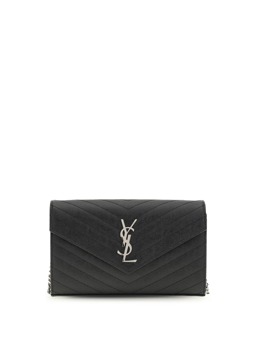 Saint Laurent 100% Calf Leather Bos Taurus chain wallet in black