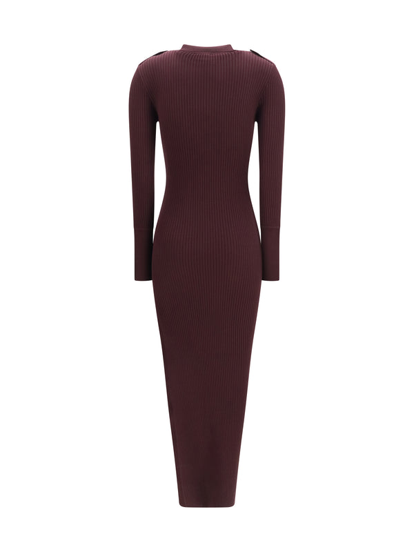 Dress Rib-Knit Polo Long Burgundy Viscose