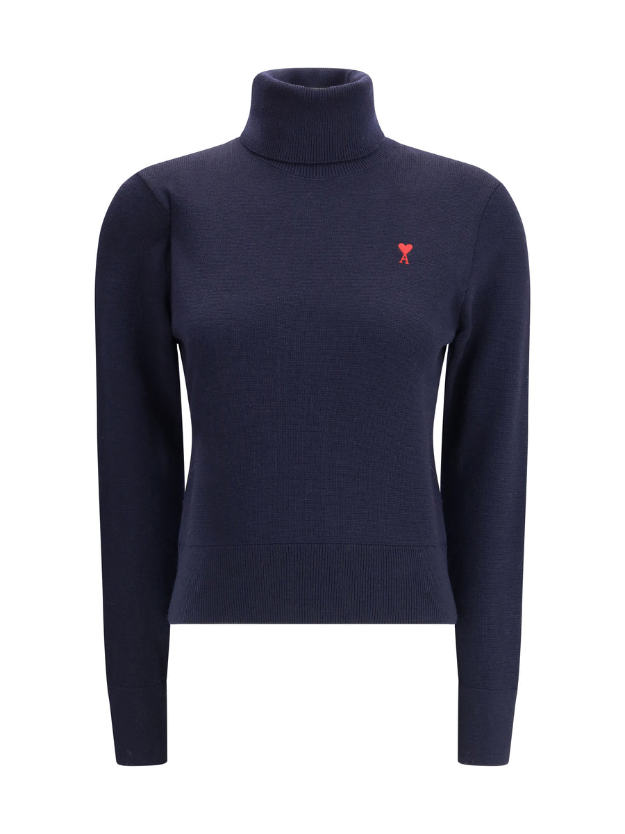 AMI Paris 100% Merino Wool sweater in navy