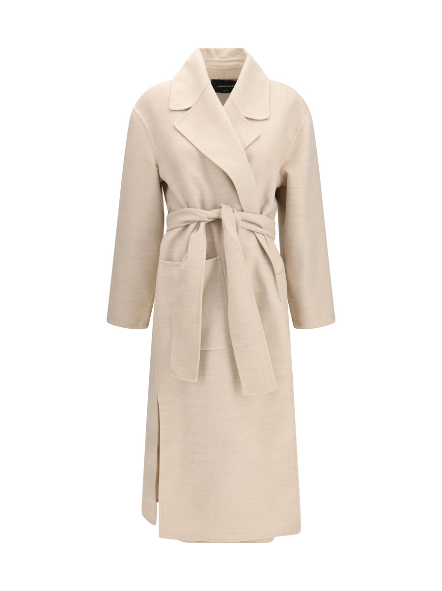 Belted Double Wool Coat Casha' Merino Ovis Aries