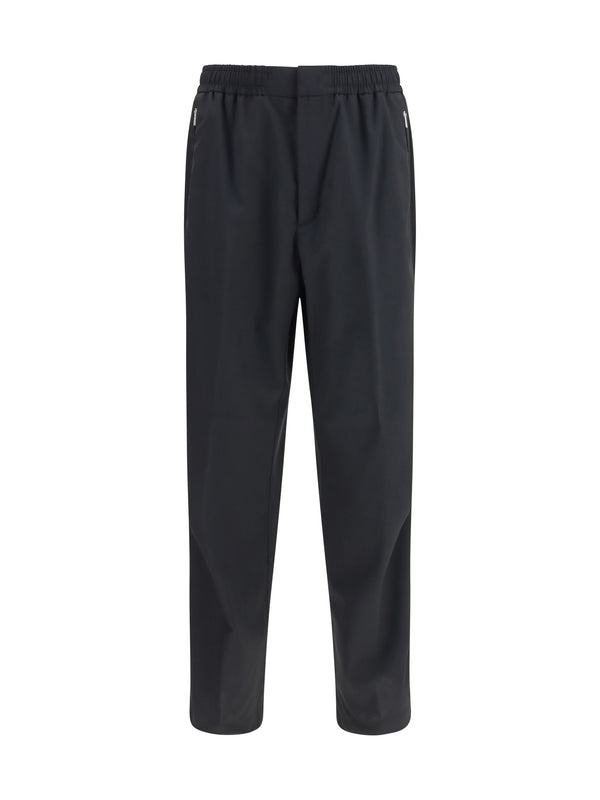 Straight Pants Black Polyester Trousers