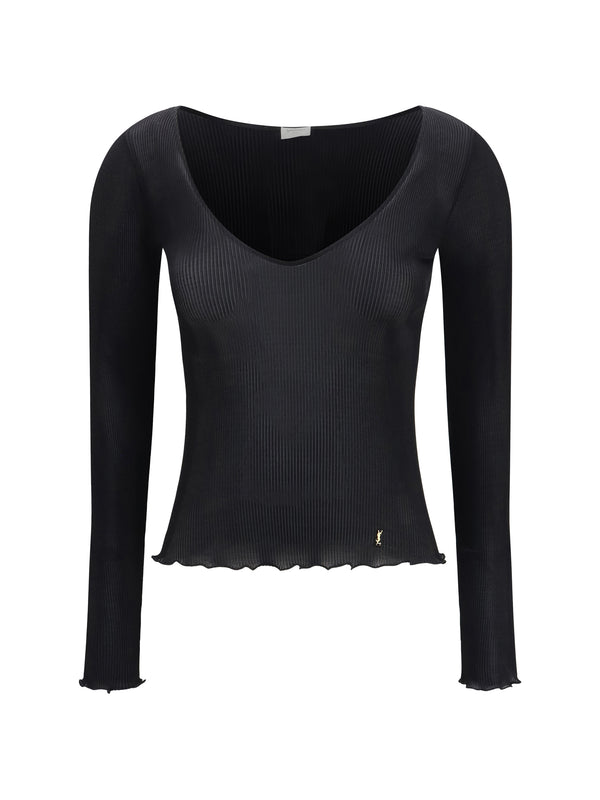 Silk Top Cassandre V-Neck Black Tops