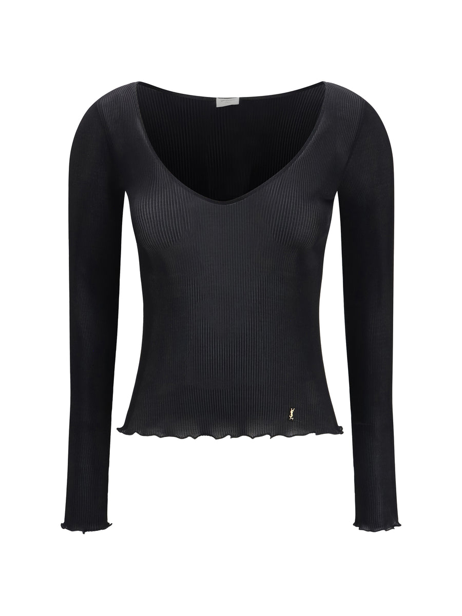 Silk Top Cassandre V-Neck Black Tops