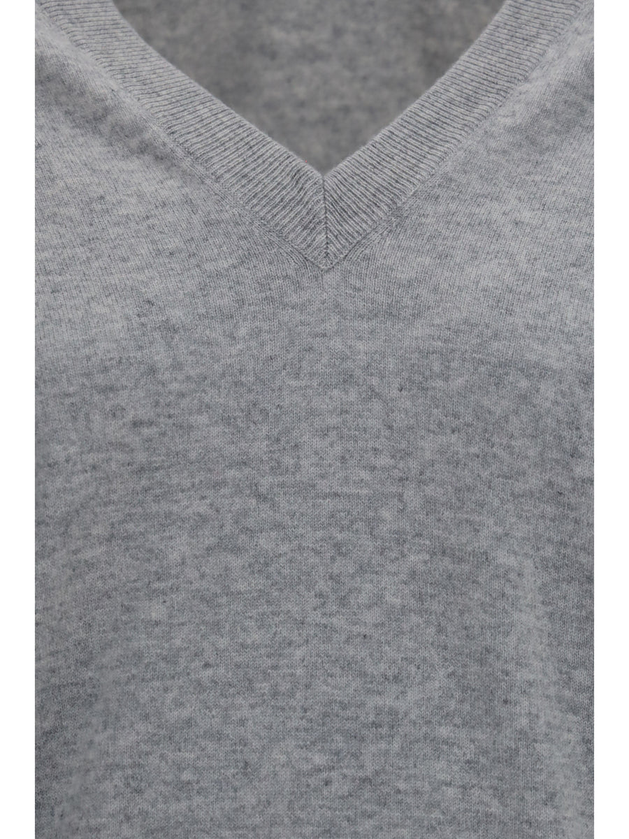 V-Neck Cashmere Sweater Pebble (capra Hircus) T-shirts & Jerseys