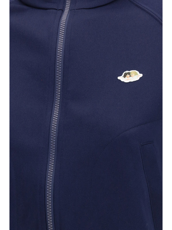 Cropped Sweatshirt Angels Patch Navy Polyester Sweatshirts