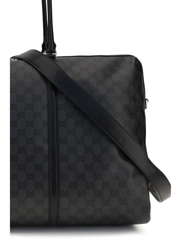 Travel Bag Gg Web Stripe Black Black/black Fabric Shoulder