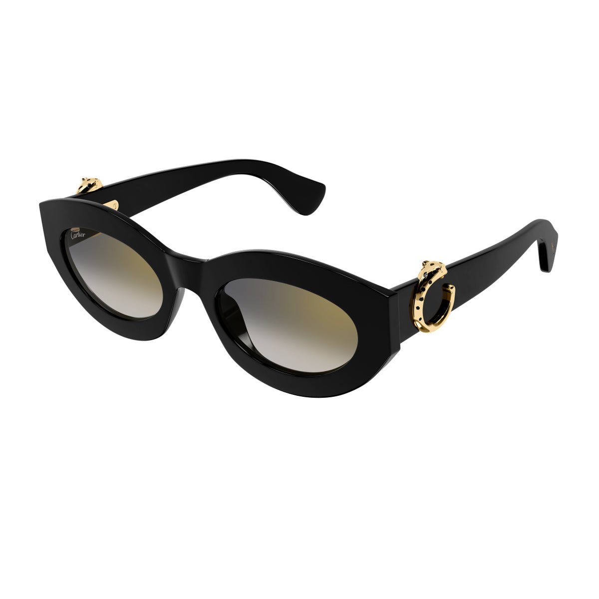 Cartier CT0638S Panthère C de 001 Black Grey Nero Recycled Acetate Occhiali Da Sole