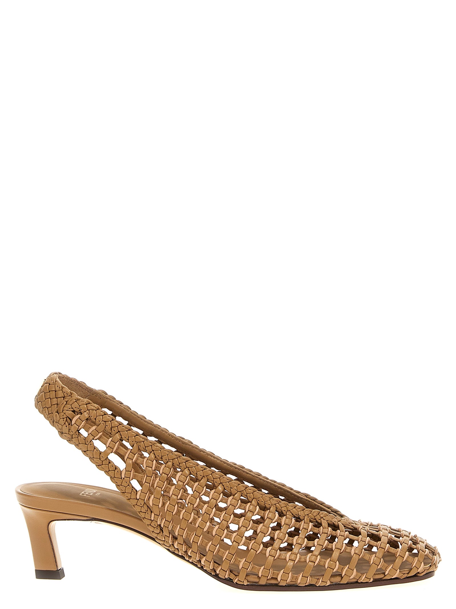 Braided slingback Brown Calfskin Leather (bos Taurus) Pumps