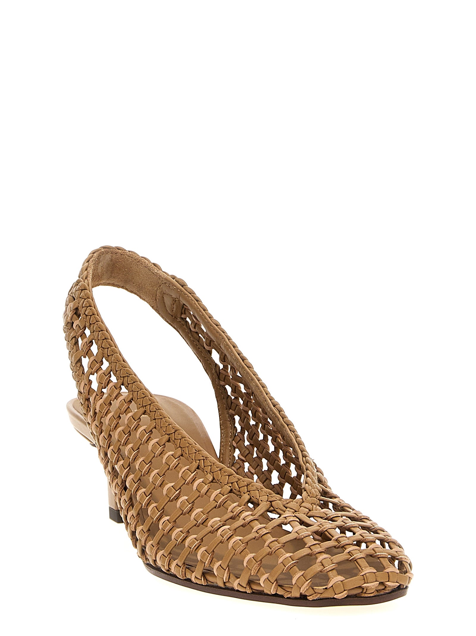Braided slingback Brown Calfskin Leather (bos Taurus) Pumps