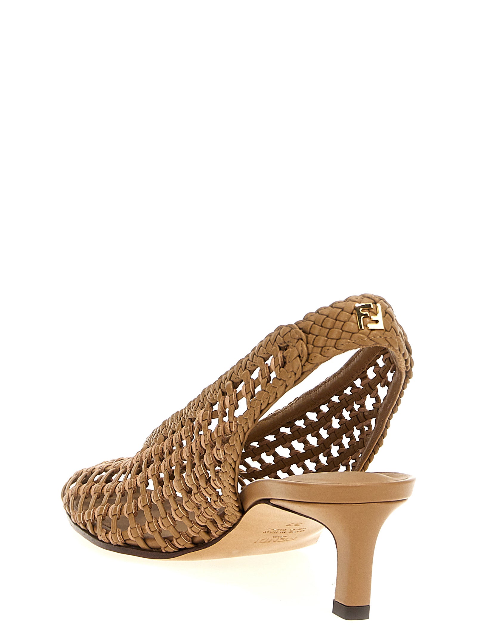 Braided slingback Brown Calfskin Leather (bos Taurus) Pumps