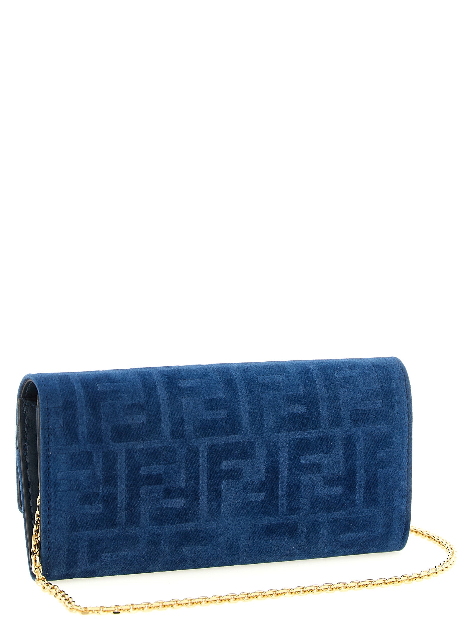 Continental Baguette wallet on chain Blue Cotton Viscose Wallets, Card Holders