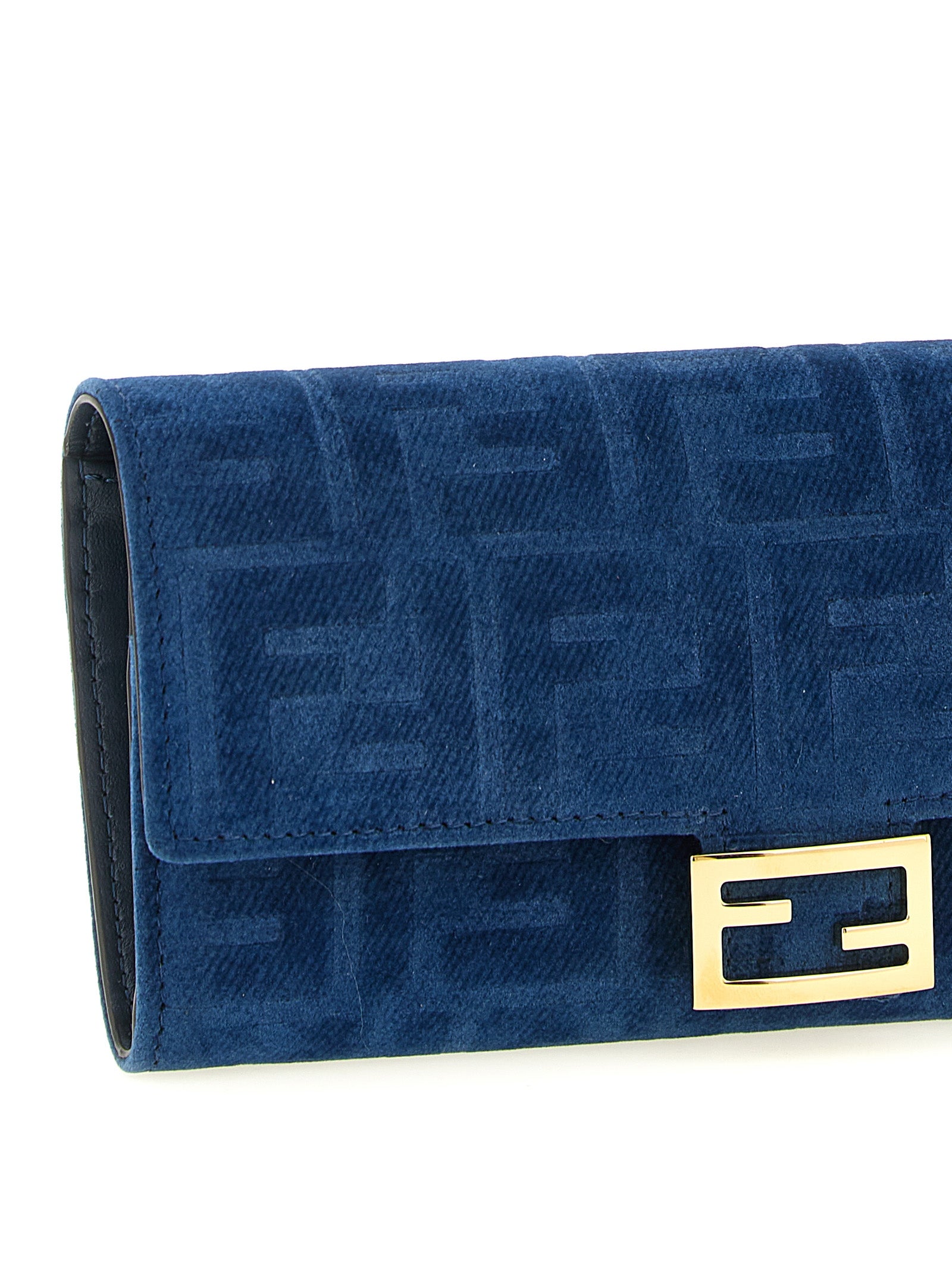 Continental Baguette wallet on chain Blue Cotton Viscose Wallets, Card Holders
