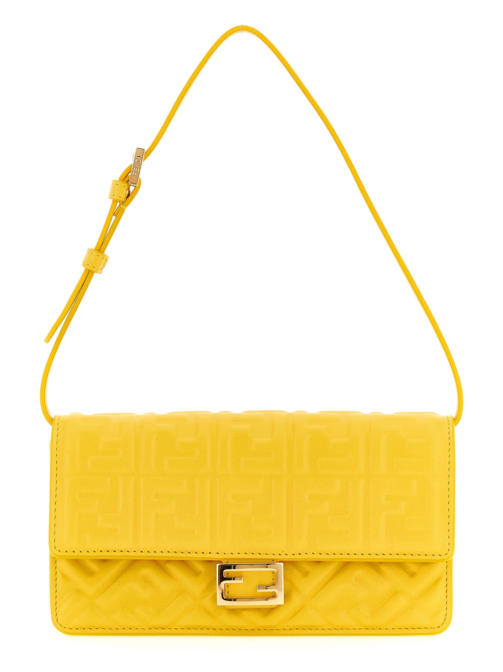 Baguette Wallet On Chain Yellow Lamb Leather (ovis Aries) Wallets, Card Holders