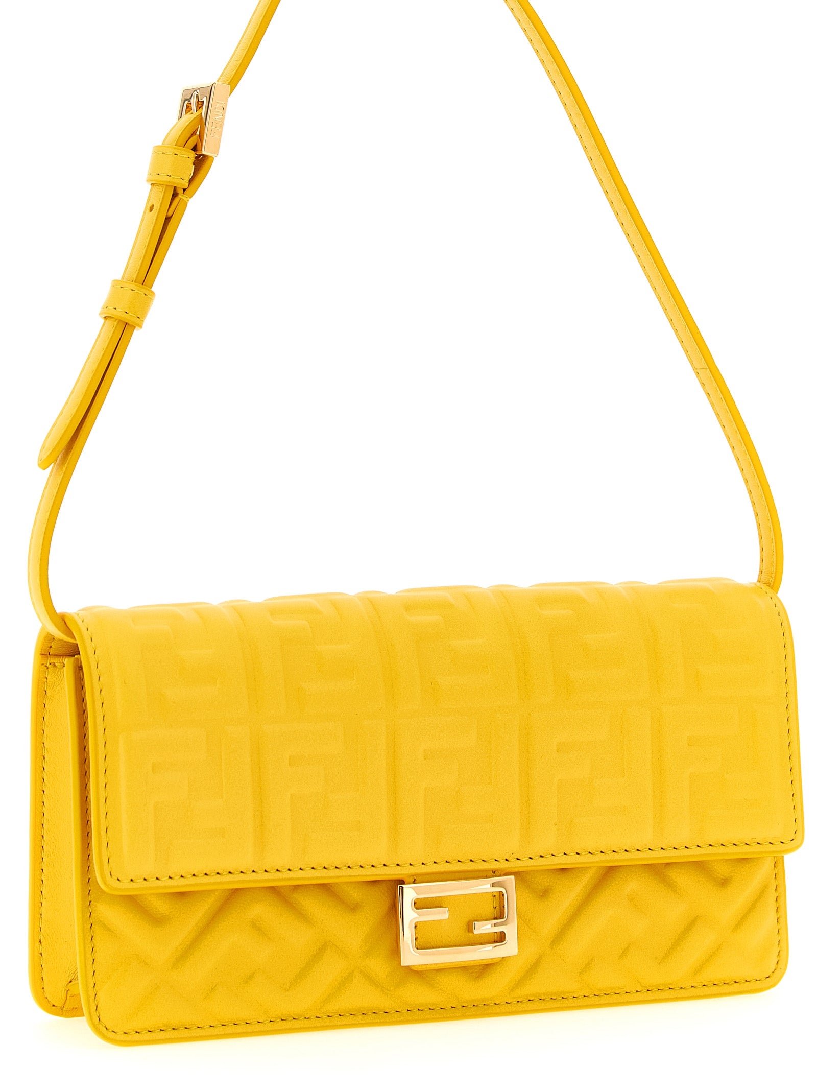 Baguette Wallet On Chain Yellow Lamb Leather (ovis Aries) Wallets, Card Holders