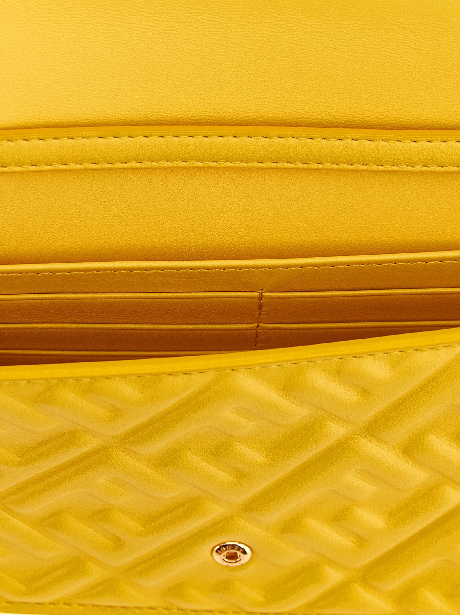 Baguette Wallet On Chain Yellow Lamb Leather (ovis Aries) Wallets, Card Holders