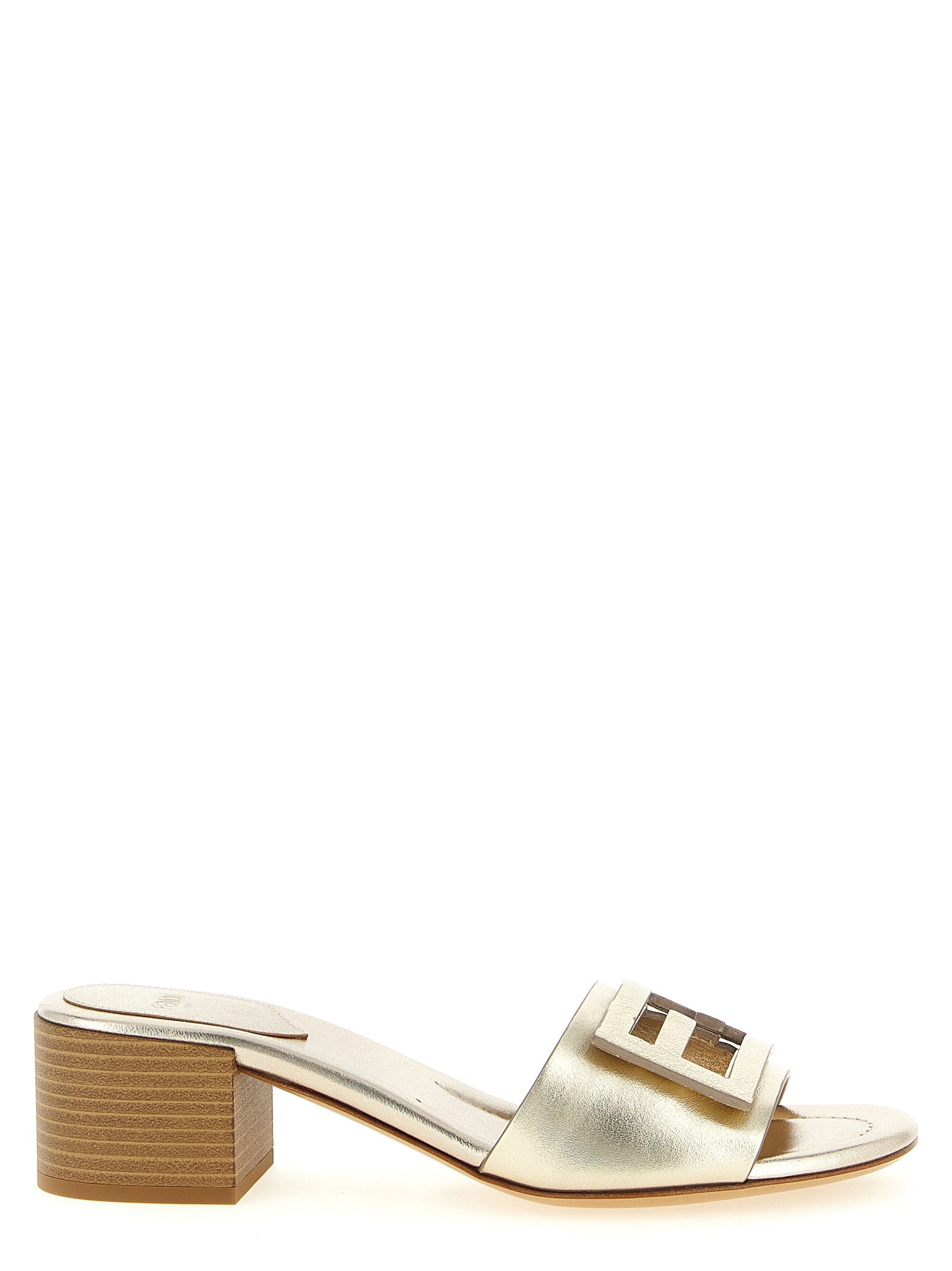 Baguette slides Gold Calfskin Leather (bos Taurus) Sandal