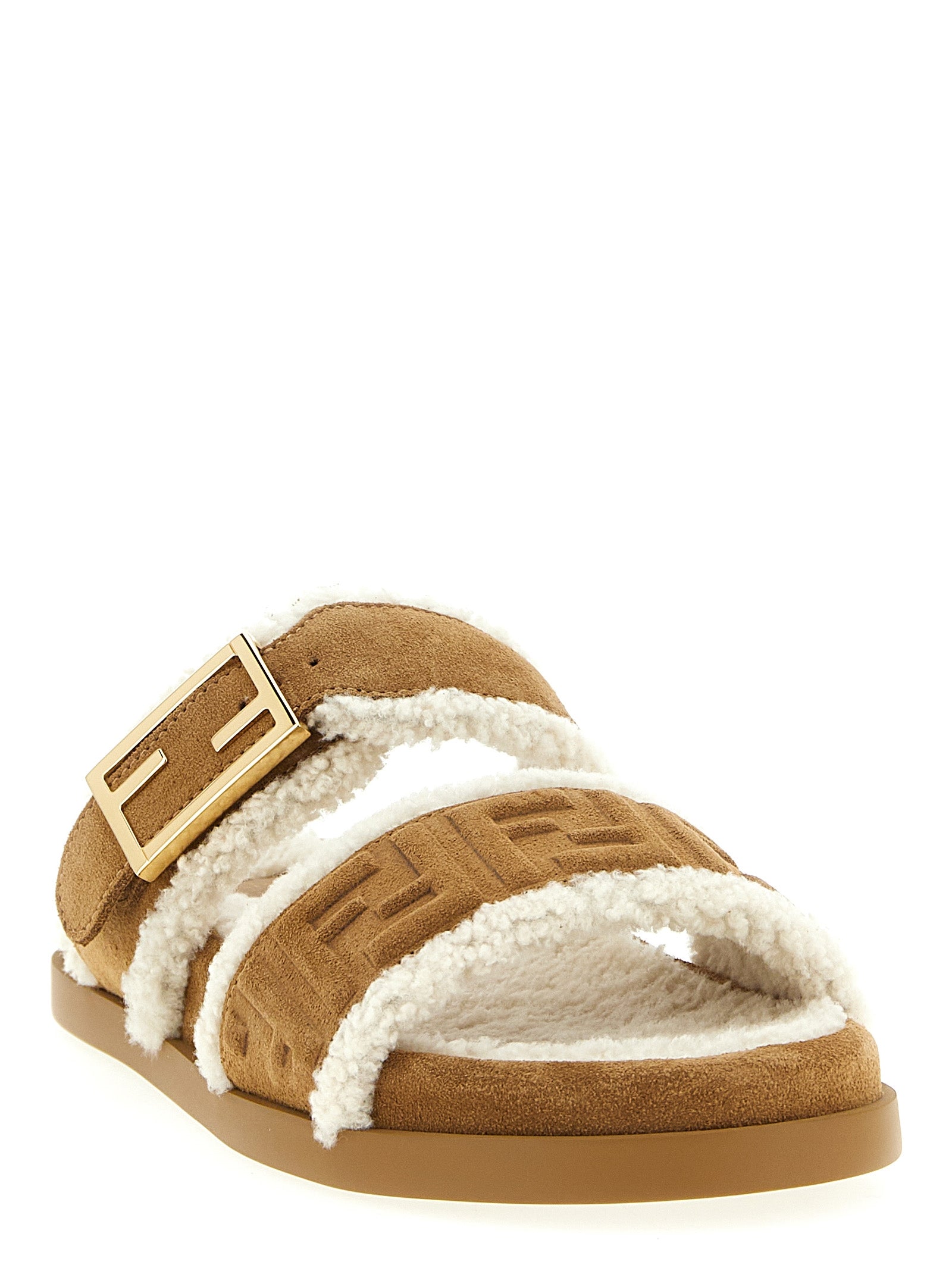 Fendi Feel sandals Beige Calfskin Leather (bos Taurus)
