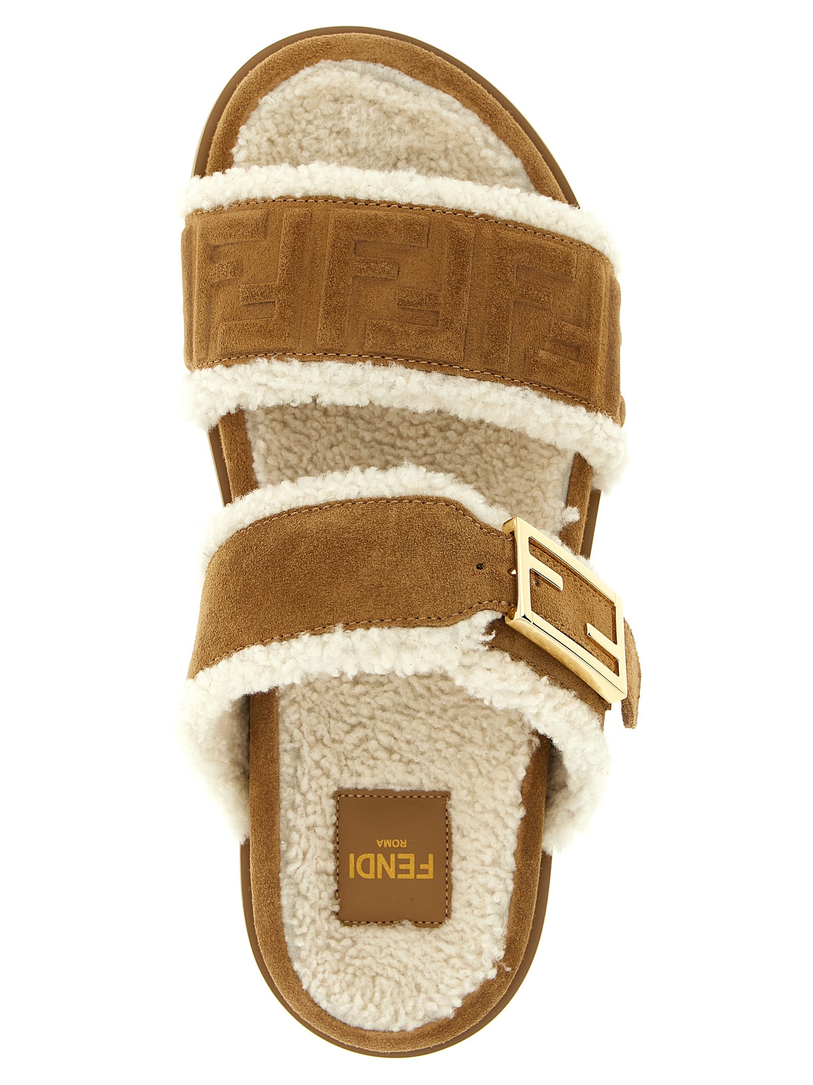 Fendi Feel sandals Beige Calfskin Leather (bos Taurus)
