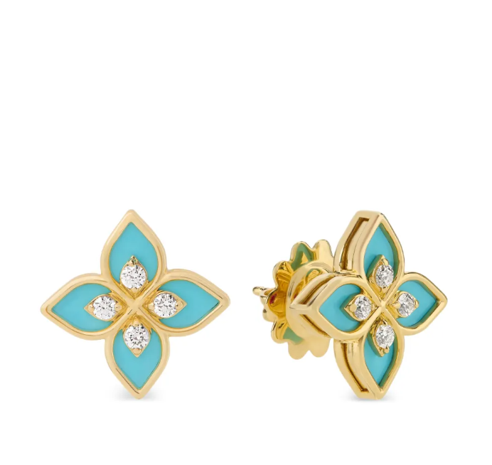 Roberto Coin 18kt Yellow Gold earrings in turquoise