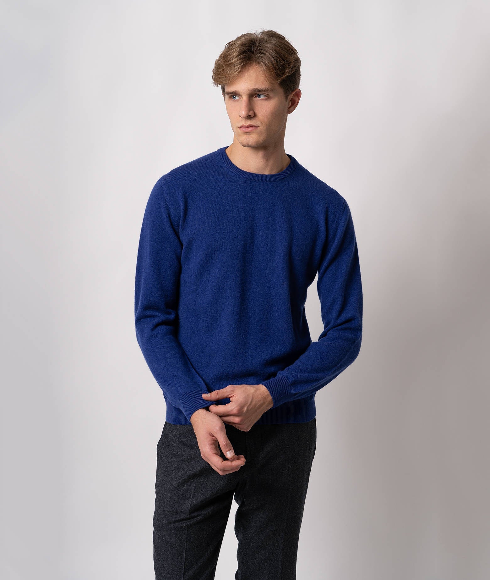 Crewneck Cashmere Sweater Ottawa Blue Basic Light Kintwear