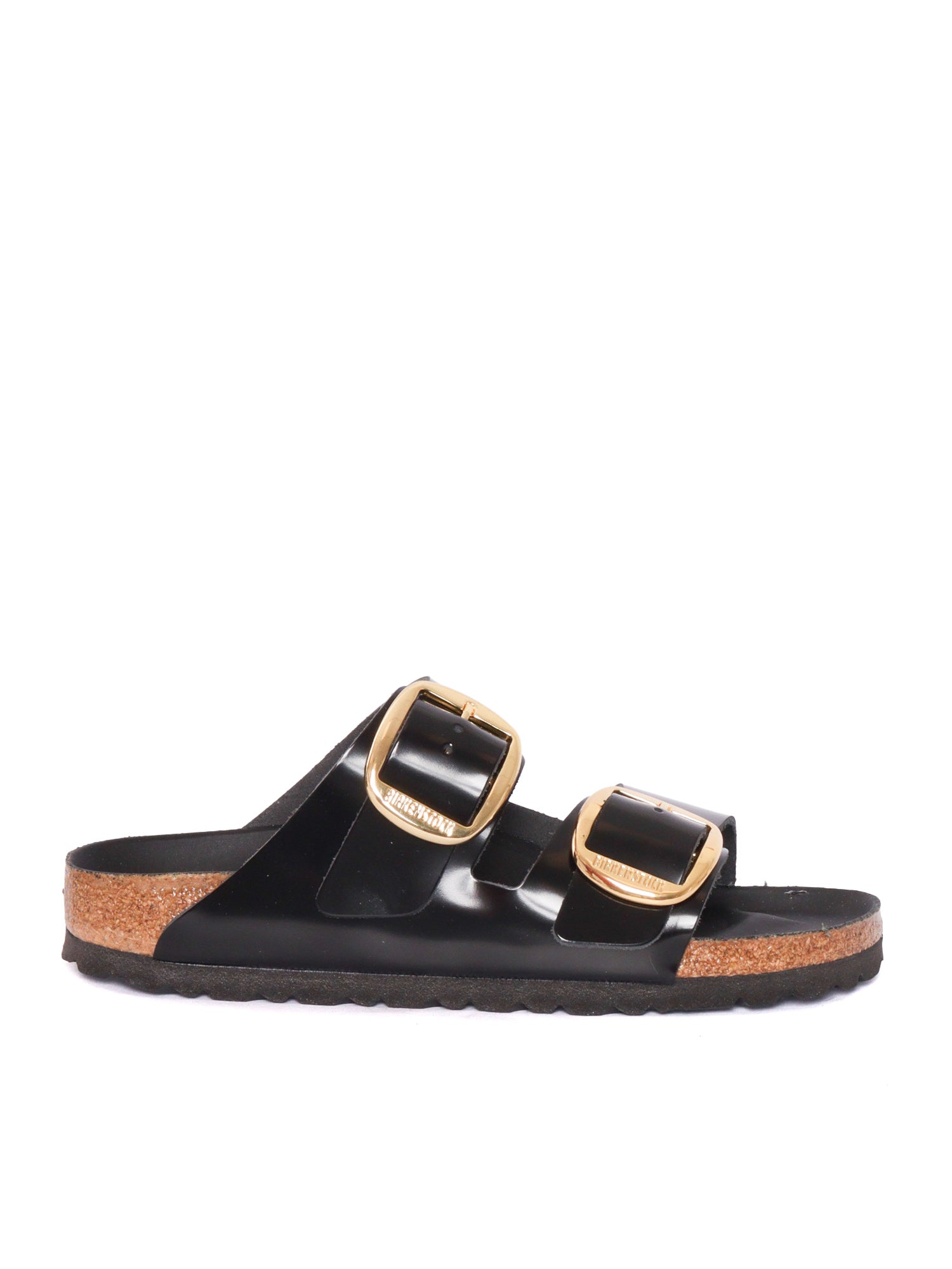 Arizona Big Buckle HEX shine black,Natural Leather Sole In Eva Sandal