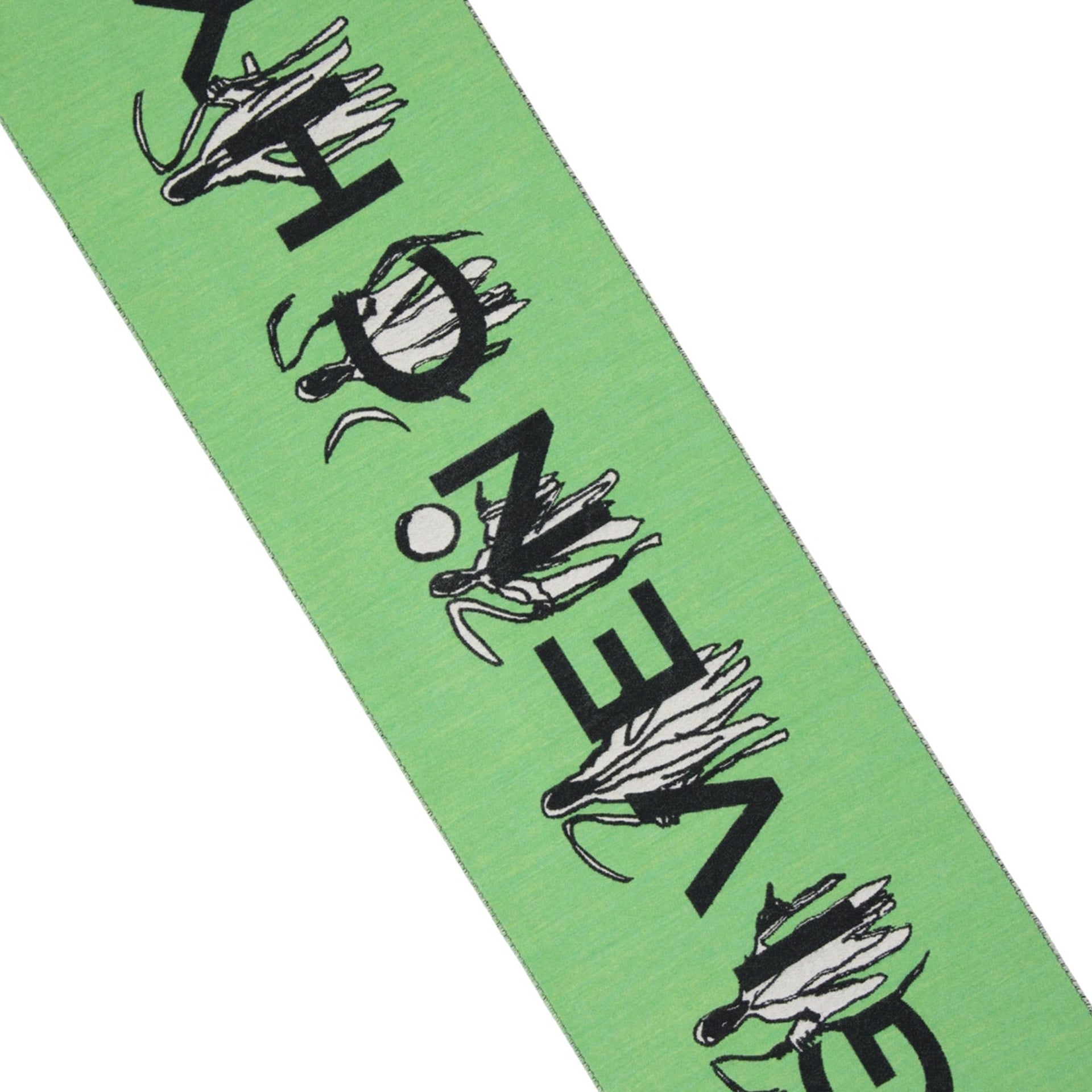 Logo Wool Scarf Green Silk