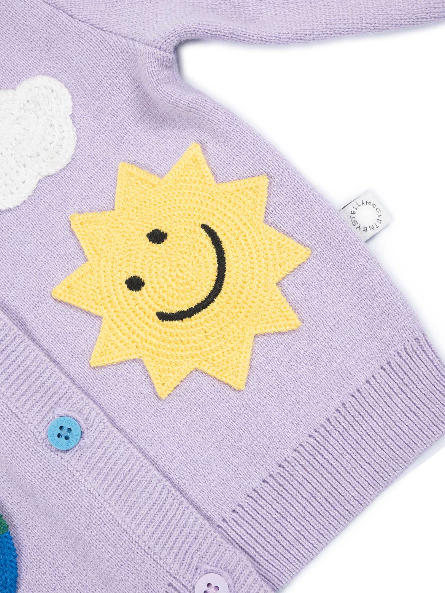 Knit Cardigan Purple Cotton Wool
