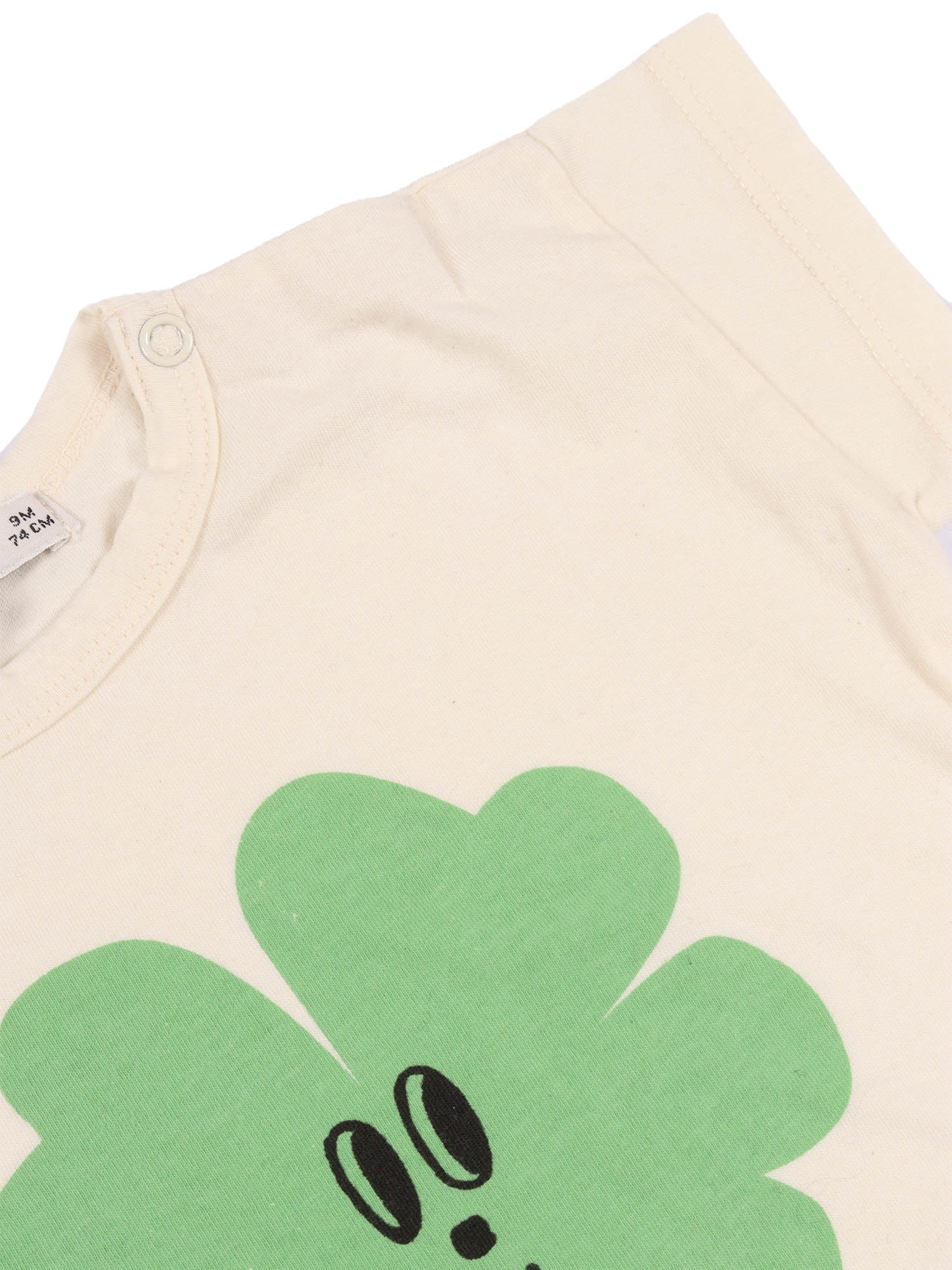 Lucky Clover T-Shirt White Organic Cotton Long Sleeves