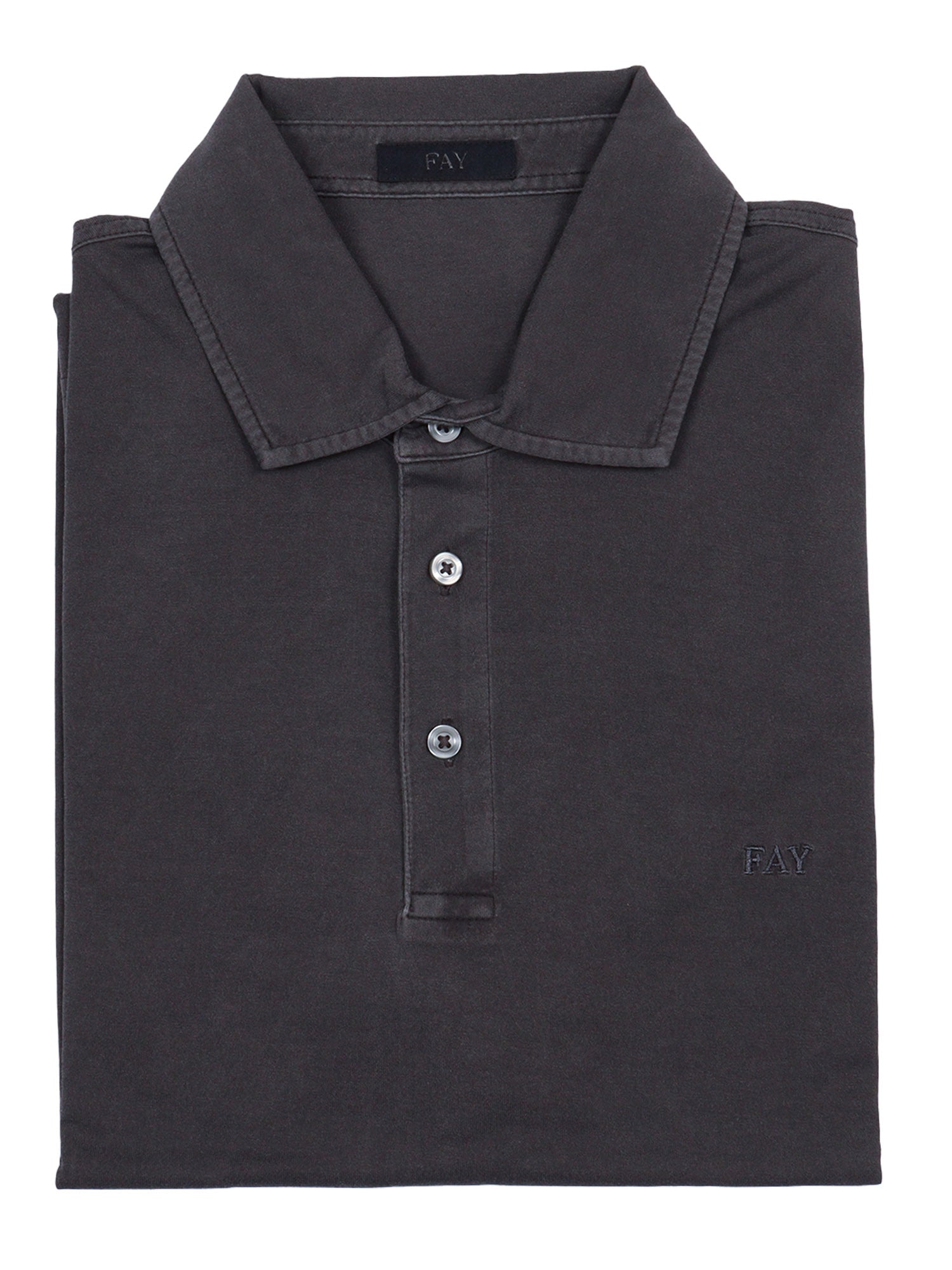 FAY JERSEY FROSTED EMBROIDERY POLO Grey Cotton Shirt