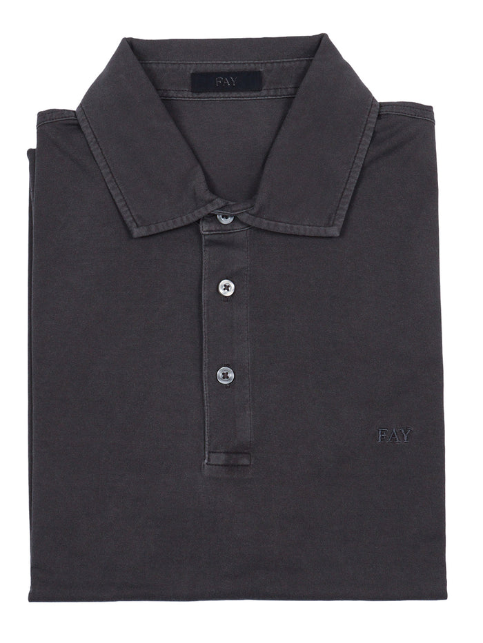 FAY JERSEY FROSTED EMBROIDERY POLO Grey Cotton Shirt