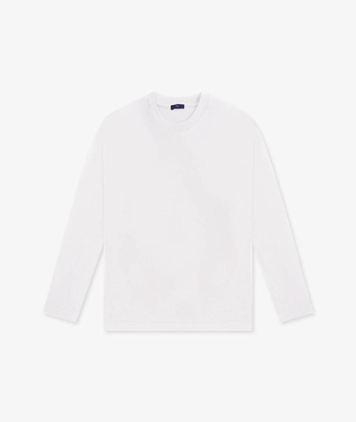 Long-Sleeve Cotton T-Shirt Maratea White Long Sleeve Round Neck