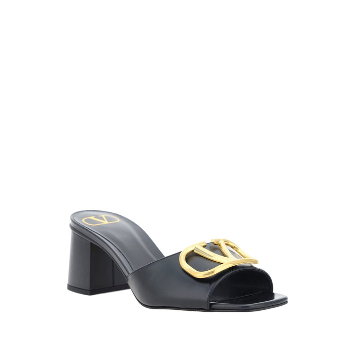 Garavani Vlogo Leather Sandals Black Calf