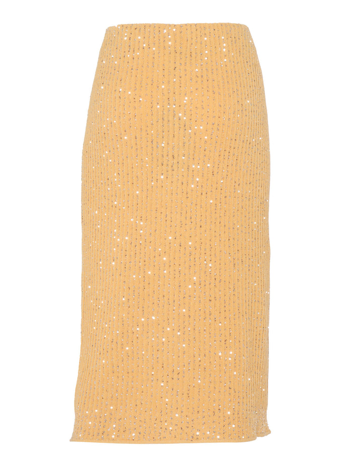 Orange midi pencil skirt Cotton