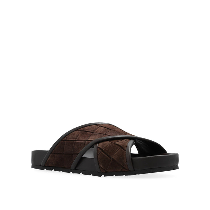 Tarik Criss Cross Sandal Brown Lamb Leather