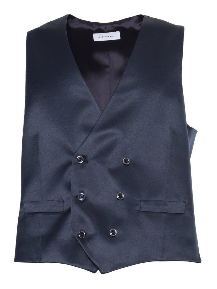Blue double-breasted vest Polyester
