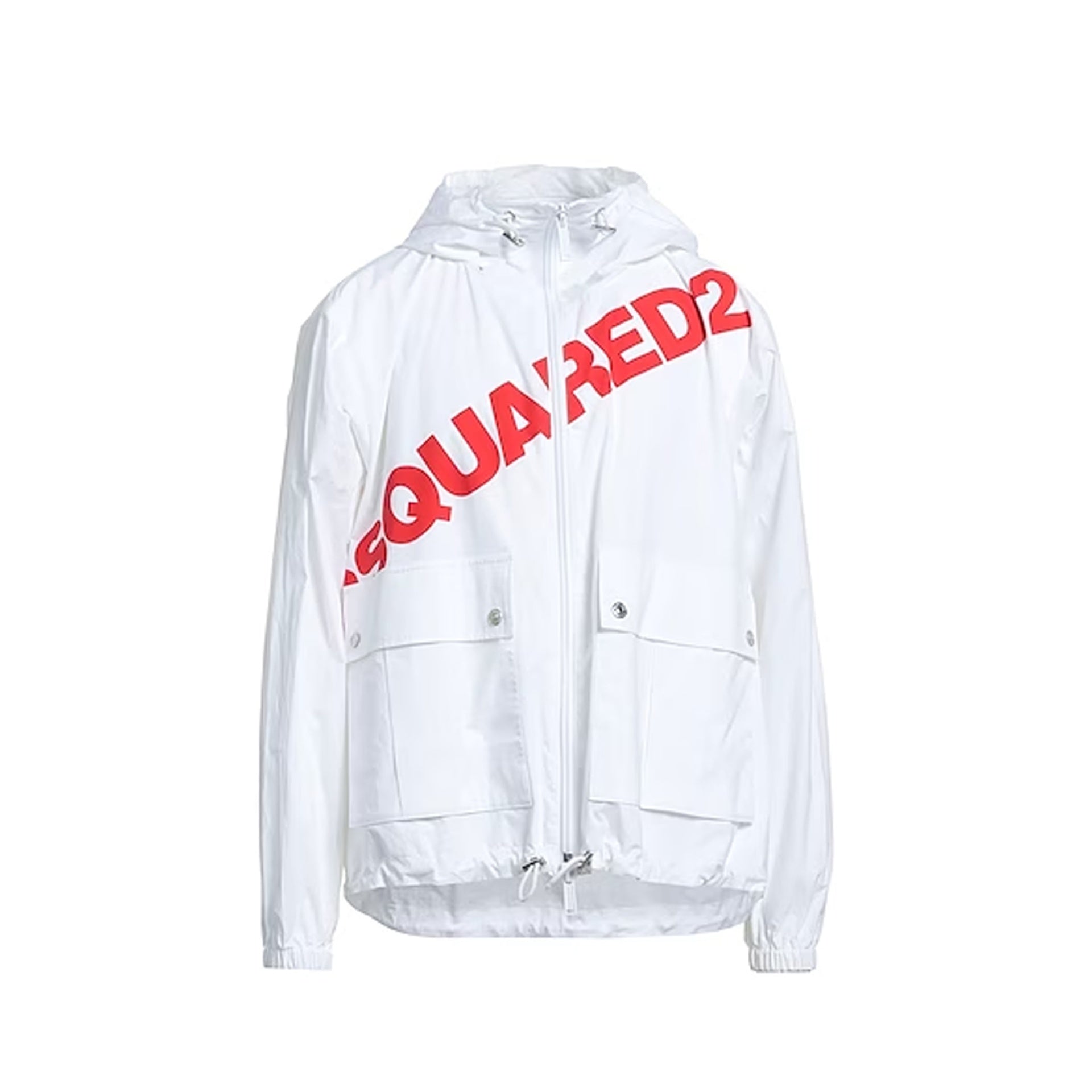 Logo Hooded Windbreaker White Cotton