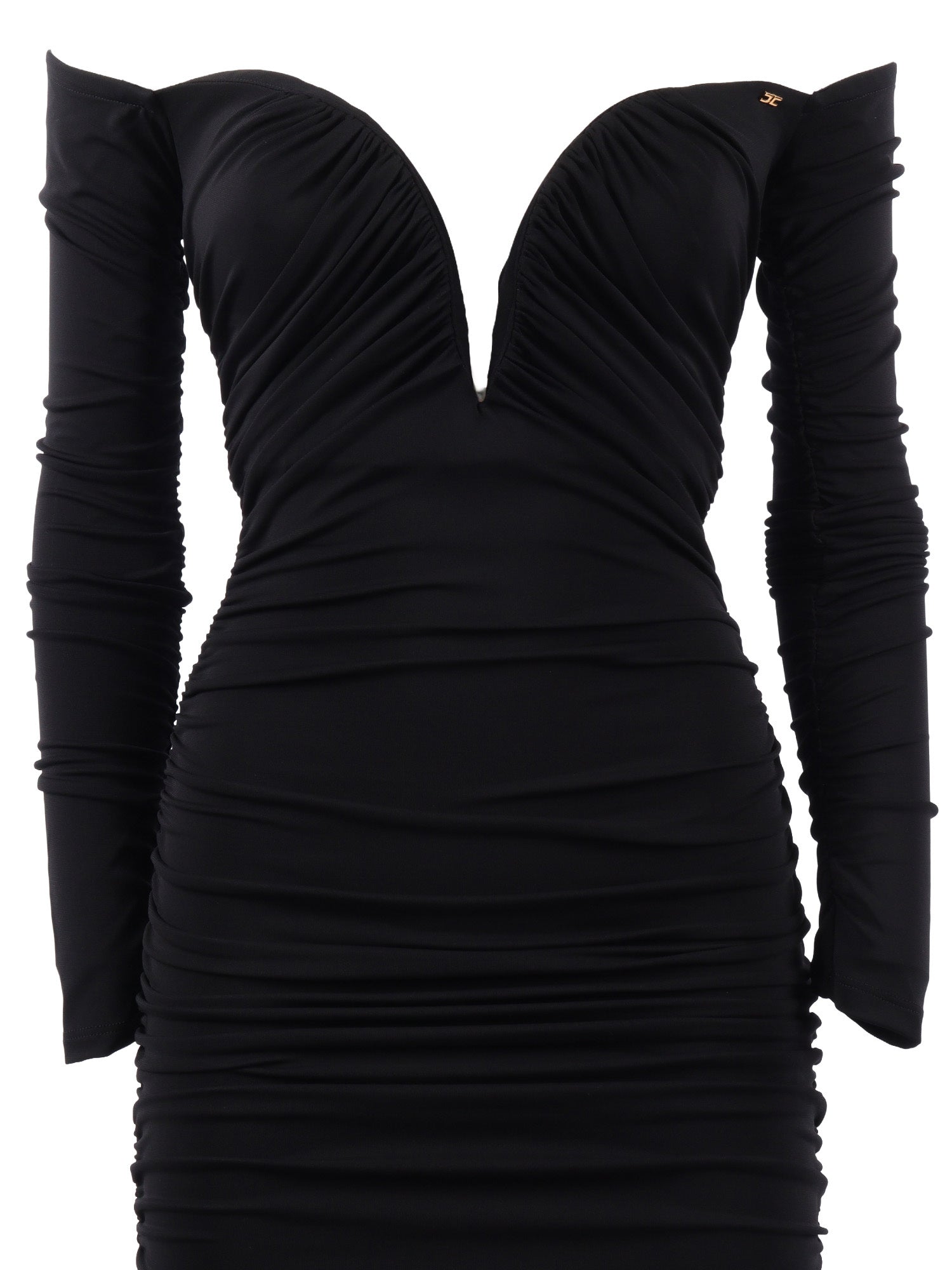 WOMEN�S DRESS Black Viscose Elastane Midi