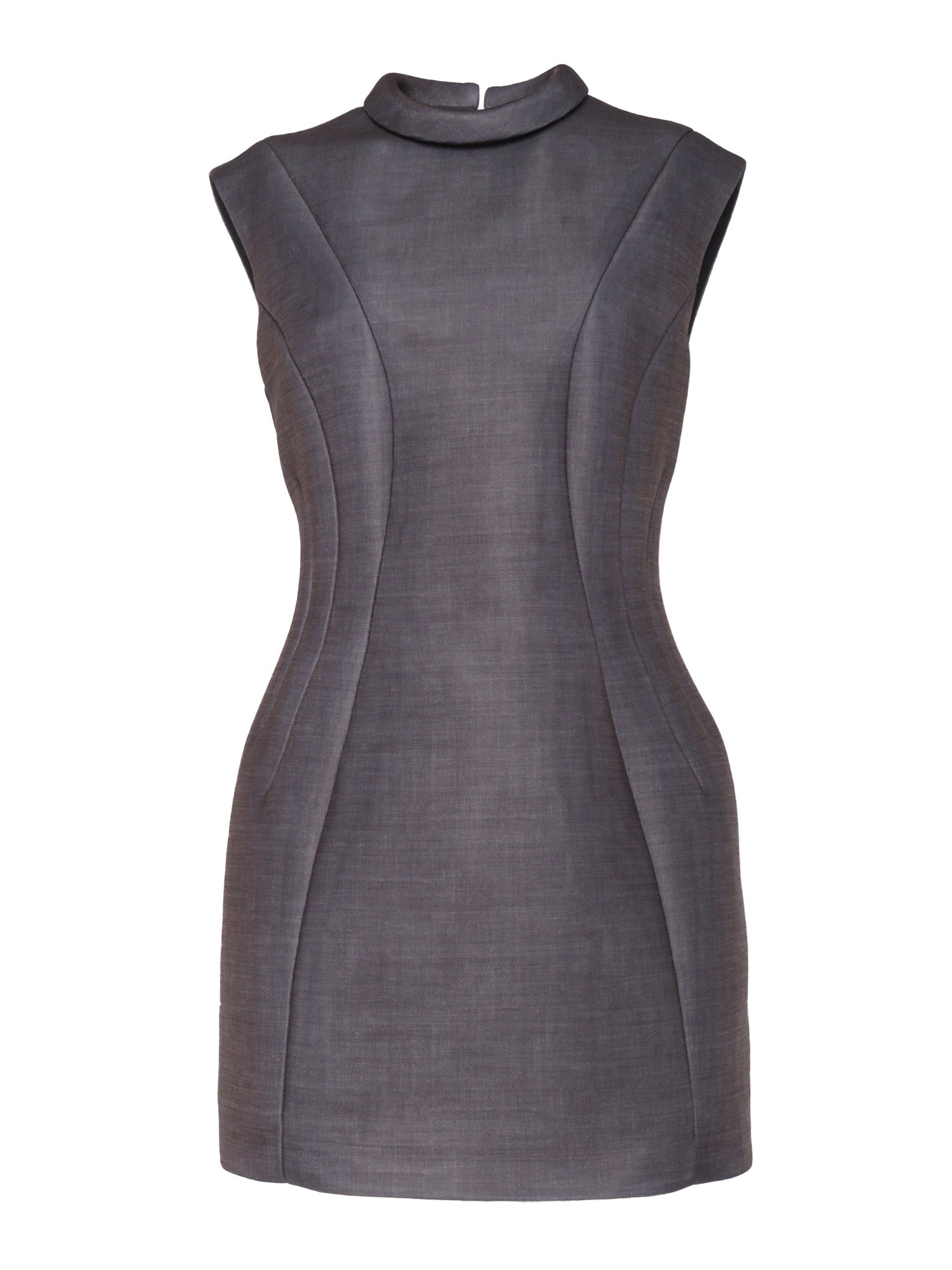 Gray Mini Dress Grey Polyester Elastane Midi