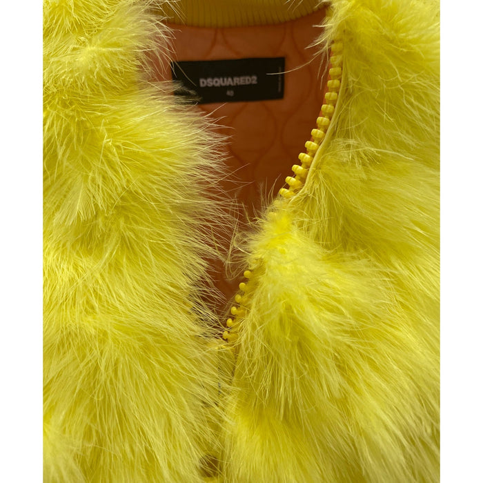 Feathers Bomber Jacket Yellow Polyamide