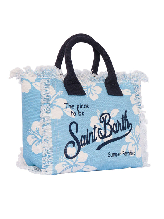 Colette-Simple Hibiscus 30 Light Blue Cotton Handbag