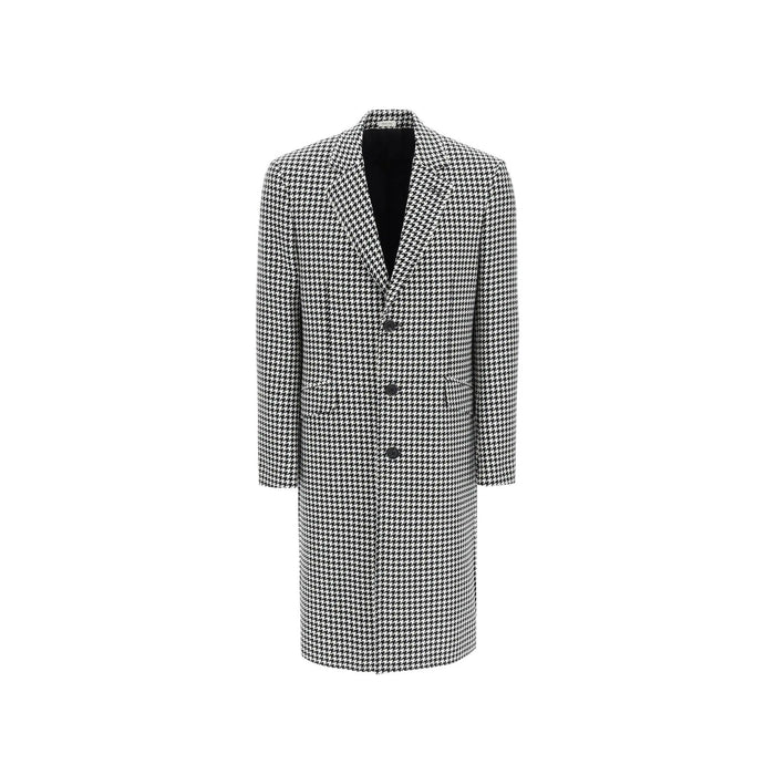 Pied-De-Poule Wool Coat Black