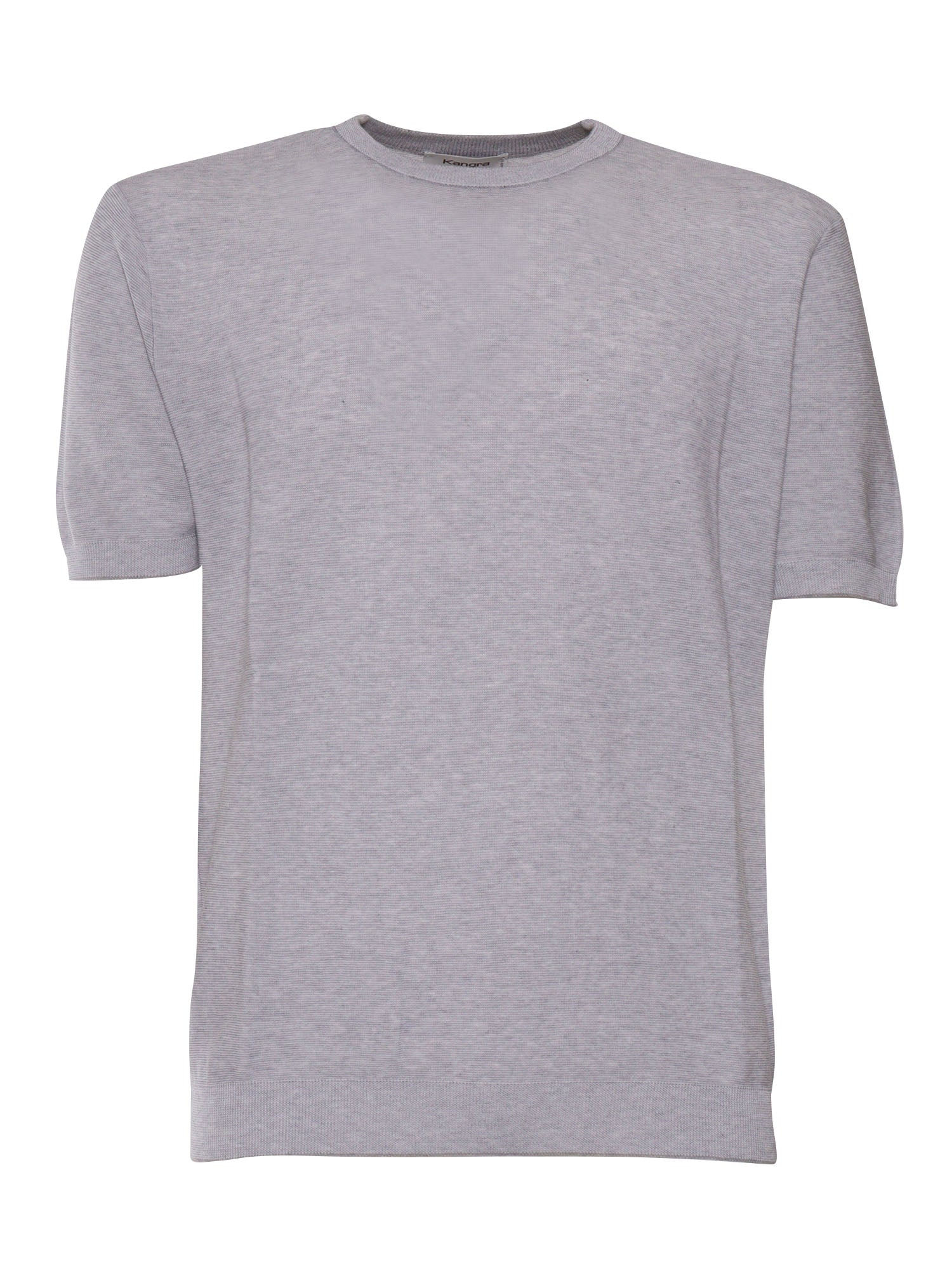 LINKS SHORT SLEEVE SWEATER Grey Cotton Crewneck
