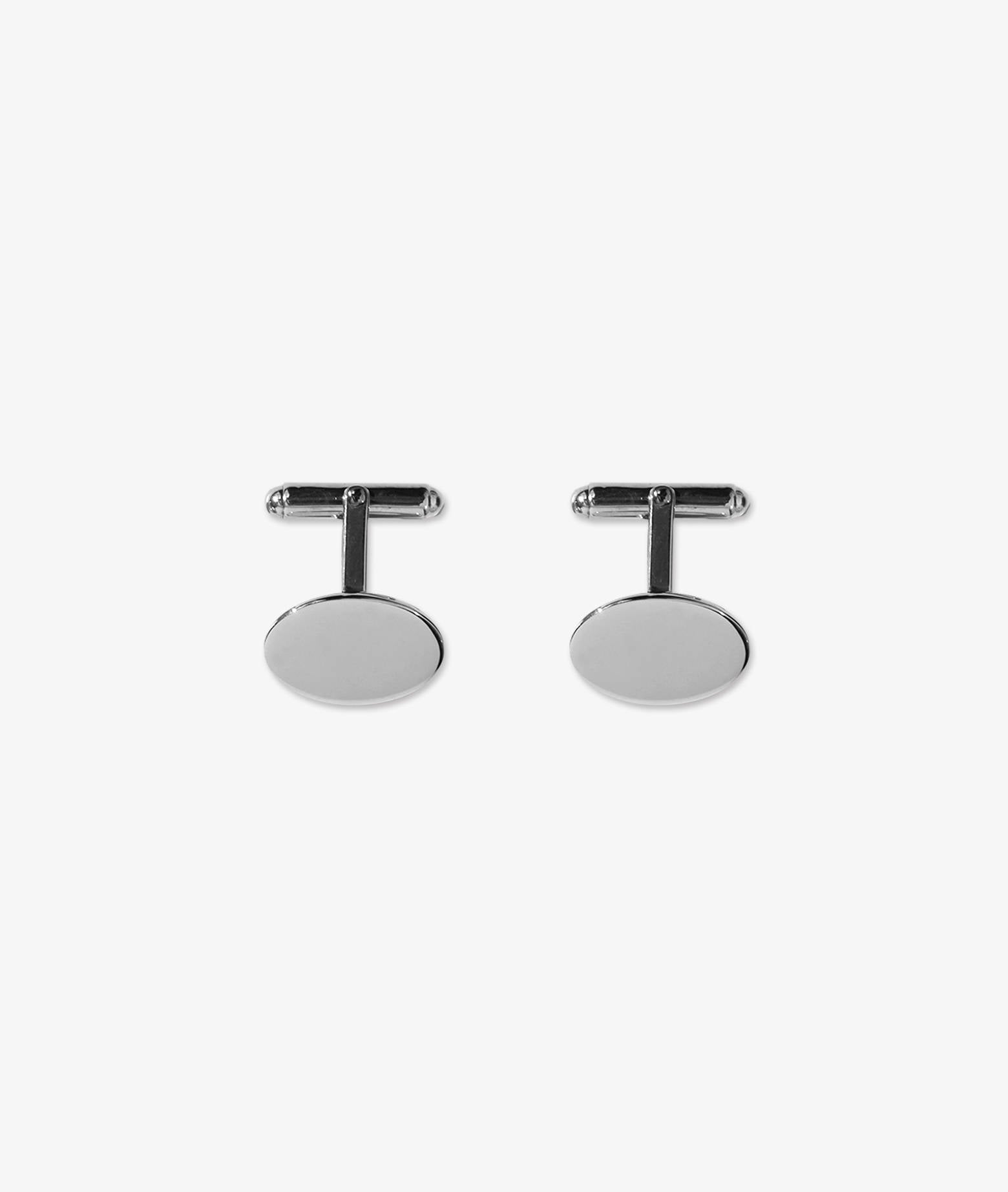 Oval Plain Cufflinks Silver