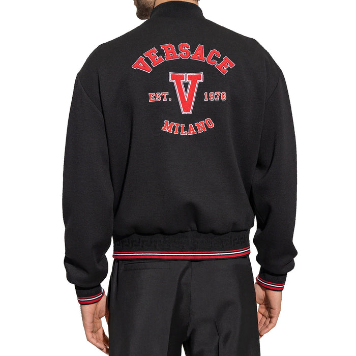 Patch Bomber Jacket Black Virgin Wool