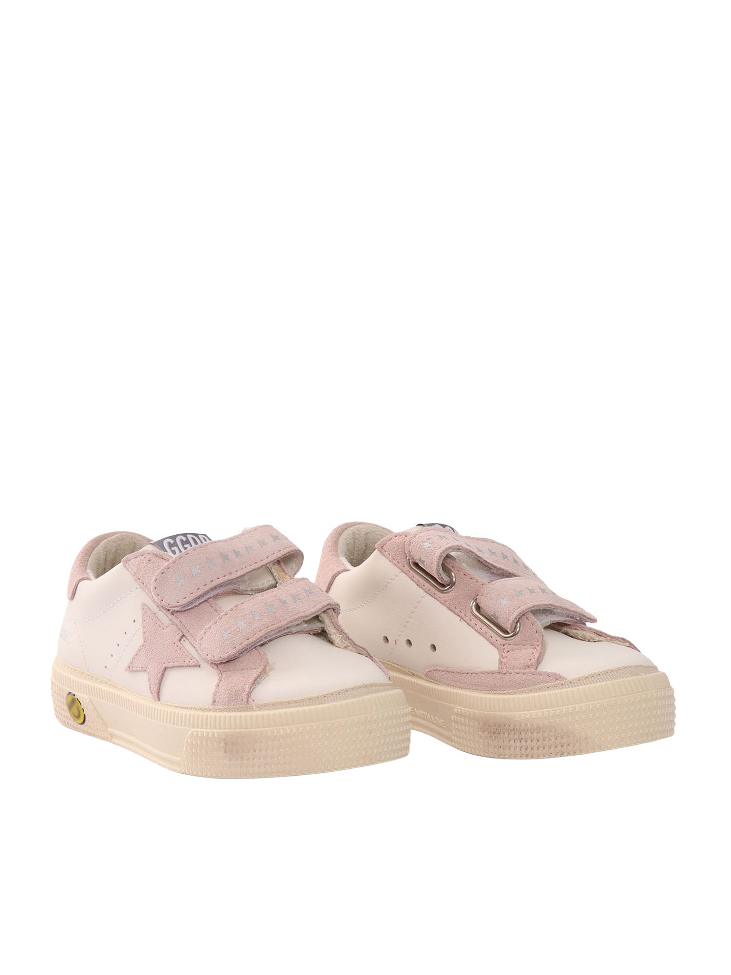 MAY SCHOOL LEATHER UPPER TOE AND TONGUE SUEDE STRAP STAR HEEL White Kid Sneaker