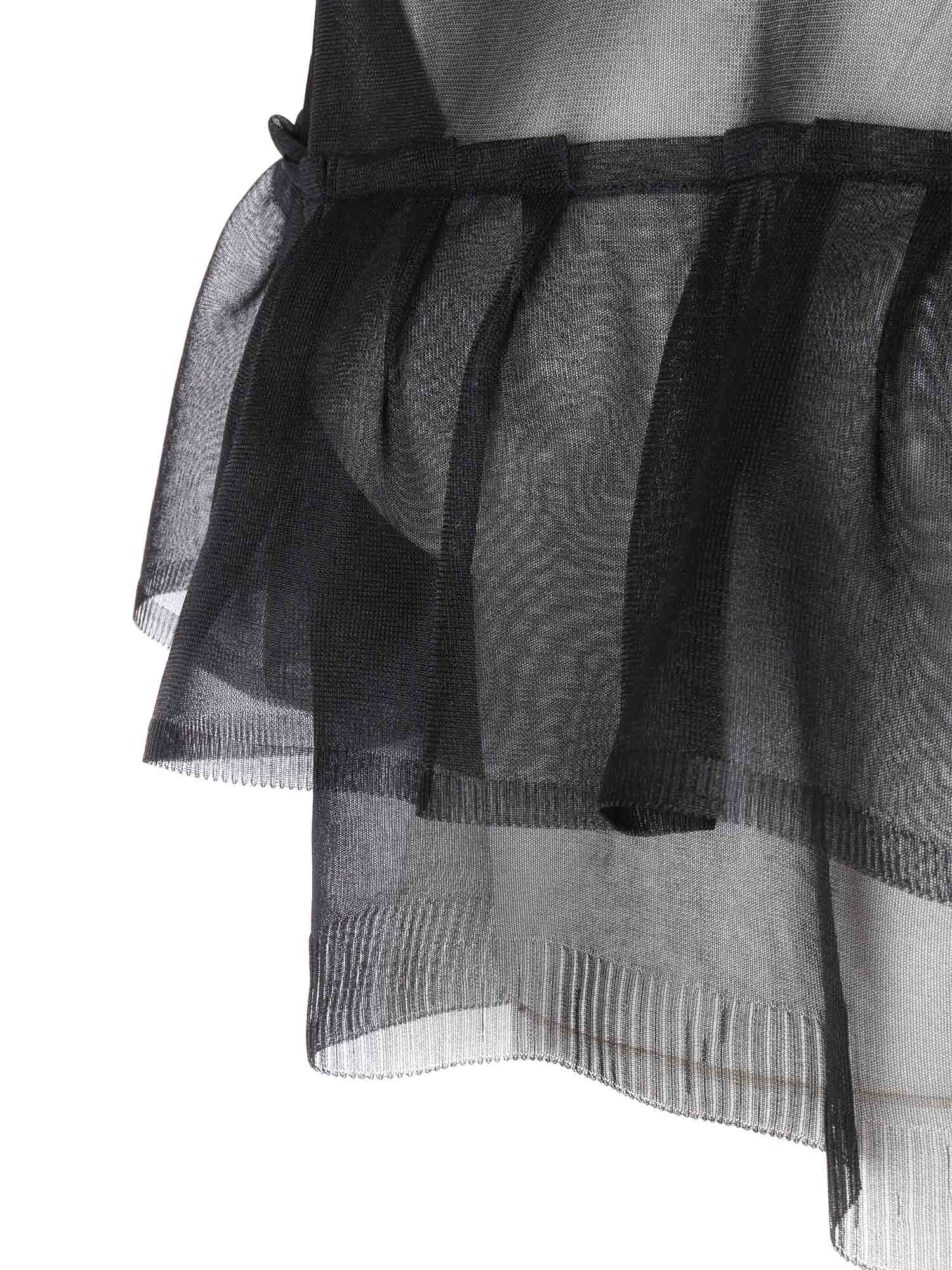 Transparent shirt with ruffle Black Polyamide Polyester Top