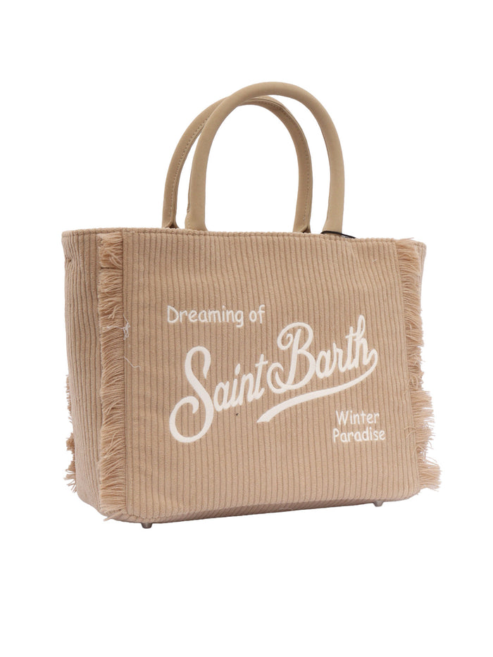 Colette Corduroy-12 Emb Beige Polyester Handbag